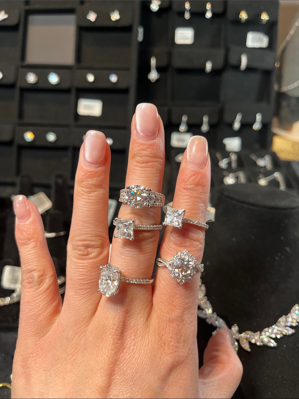 Sparkling Moissanite Silver Engagement Ring - White